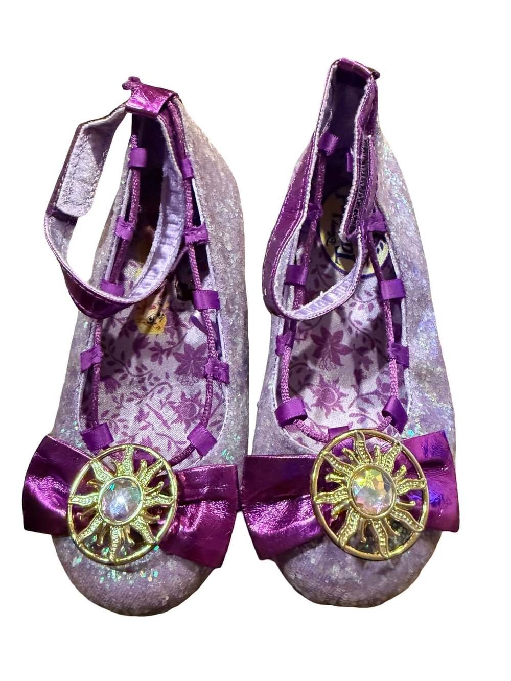 Disney Rapunzel Tangled Costume Shoes Purple Glitter Princess Flats 9-10